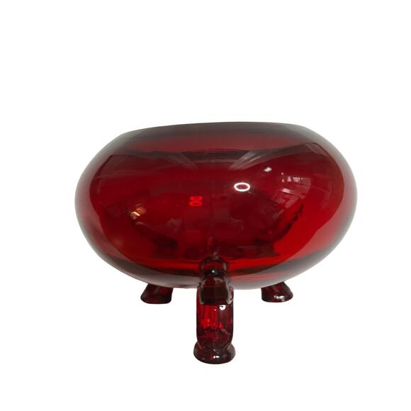 Vintage Ruby Red Viking 3 Footed Flowerlite Vase - Picture 3 of 4